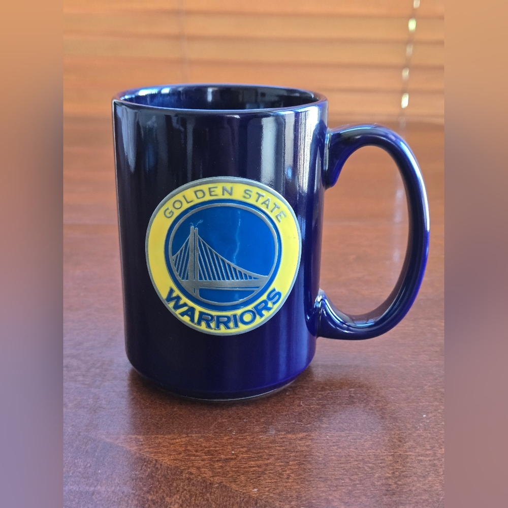 Golden State Warriors Blue Gold Raised Logo Mug